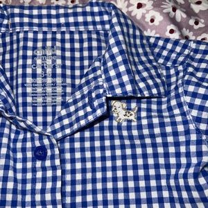 Blue checker puppy button down